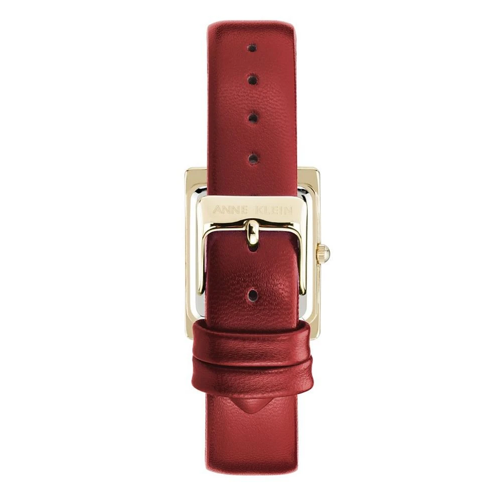 商品Anne Klein|Women's Red Genuine Leather Strap Watch 28mm x 35mm,价格¥438,第3张图片详细描述