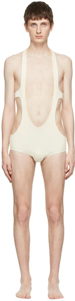 商品Rick Owens|White Organic Cotton One-Piece Swimsuit,价格¥1081,第1张图片