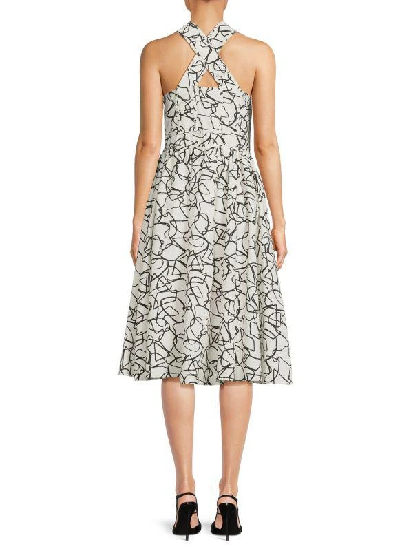 商品Tahari|Abstarct Print Fit & Flare Knee Dress,价格¥300,第2张图片详细描述