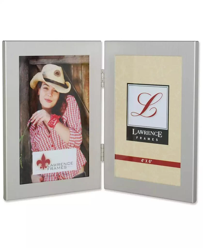 商品Lawrence Frames|Brushed Silver Hinged Double Metal Picture Frame - 4" x 6",价格¥134,第1张图片