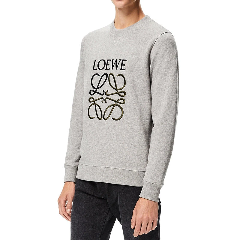 商品Loewe|【预售3-7天】LOEWE/罗意威 22年早春新款 男士麻灰色棉质Logo Anagram刺绣长袖运动衫卫衣H526341XA1-1440,价格¥4946,第5张图片详细描述