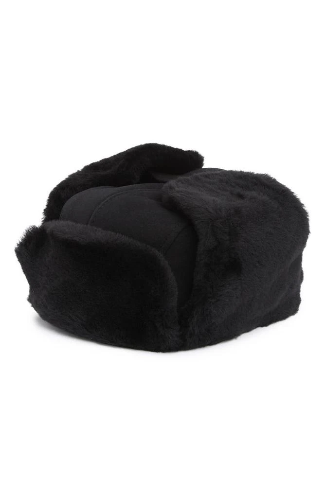 商品UGG|UGG Suede Genuine Shearling Trapper Hat,价格¥747,第1张图片详细描述
