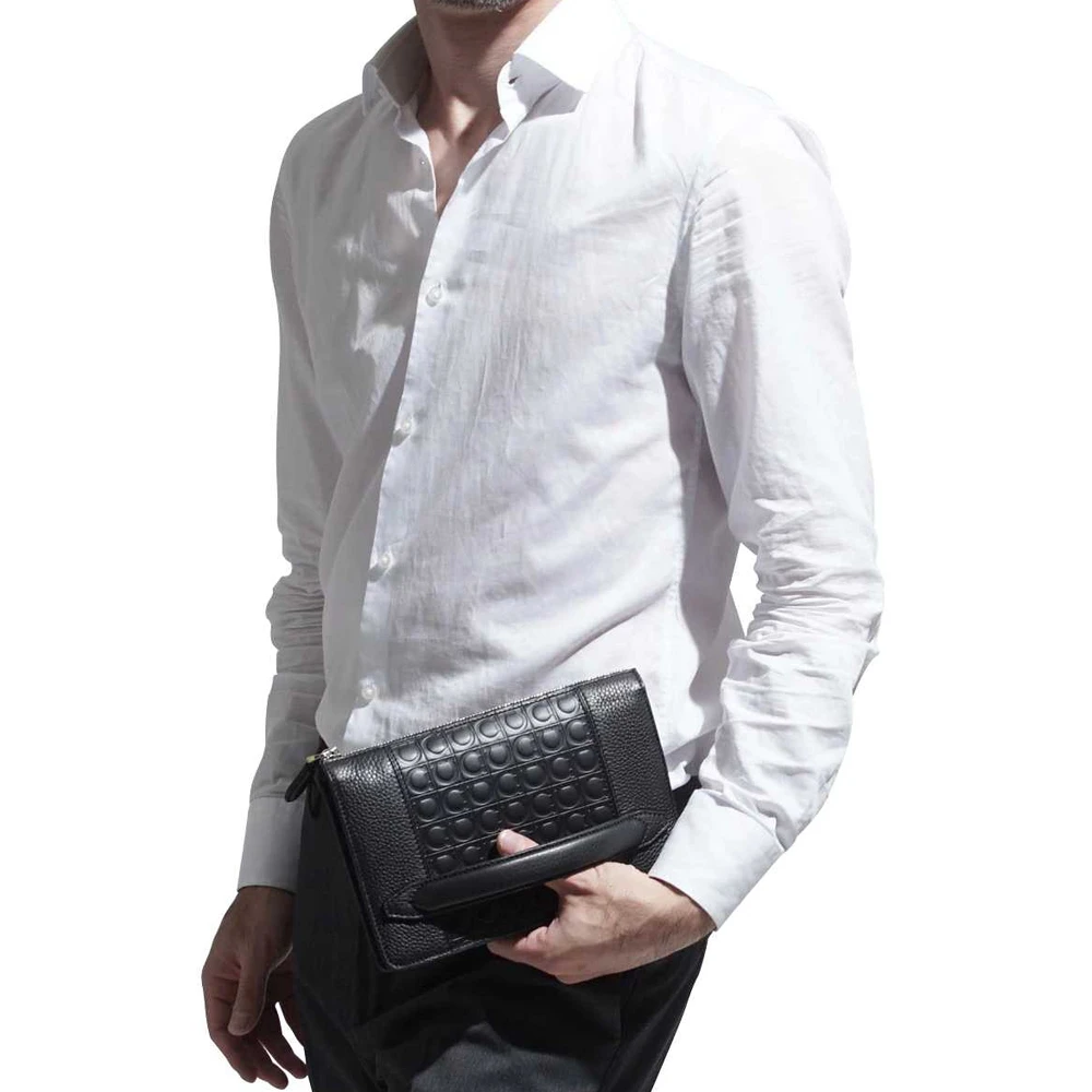 Salvatore Ferragamo 菲拉格慕 男士黑色小牛皮手拿包 24-0938-693330 商品