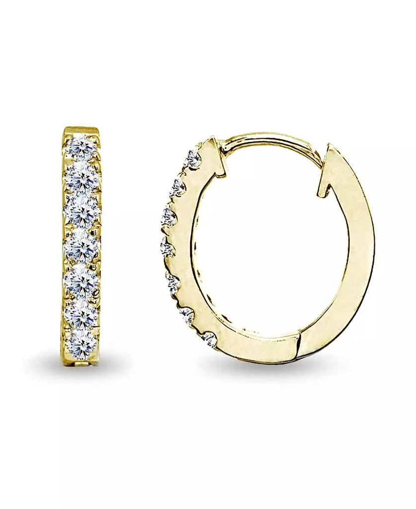 商品Giani Bernini|Cubic Zirconia Oval Huggie Hoop Earrings in Sterling Silver,价格¥224,第1张图片详细描述