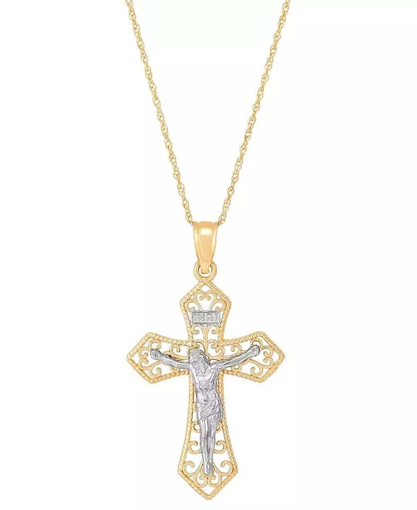 商品Macy's|Crucifix 18" Pendant Necklace in 14k Gold & 14k White Gold,价格¥1703,第1张图片