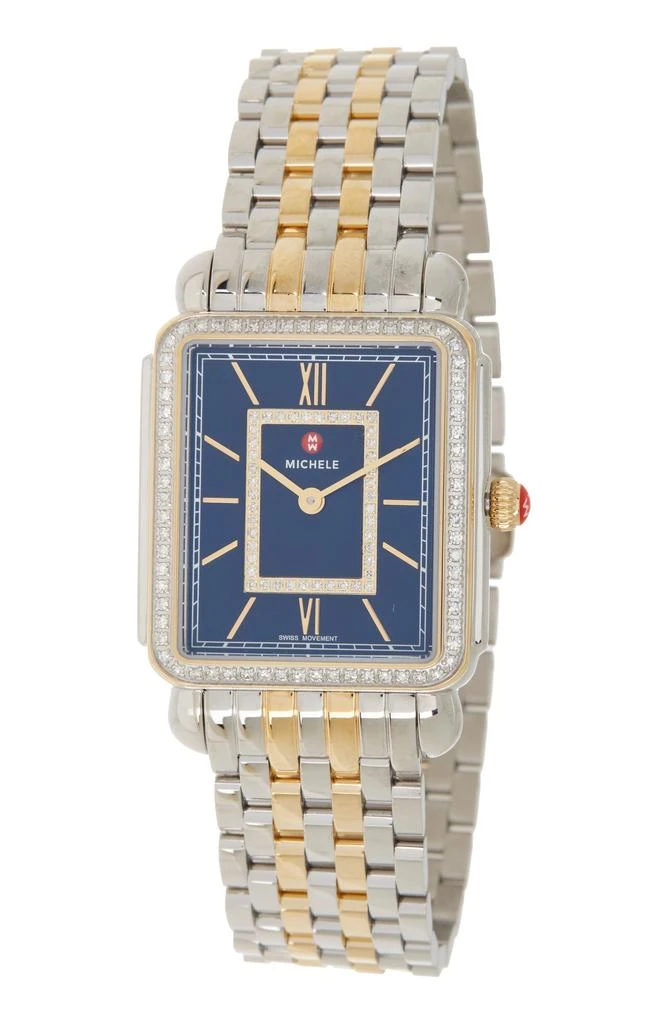 商品Michele|Women's Deco Two-Tone Diamond Embellished Bracelet Watch, 20mm x 43mm - 0.52 ctw,价格¥12229,第1张图片