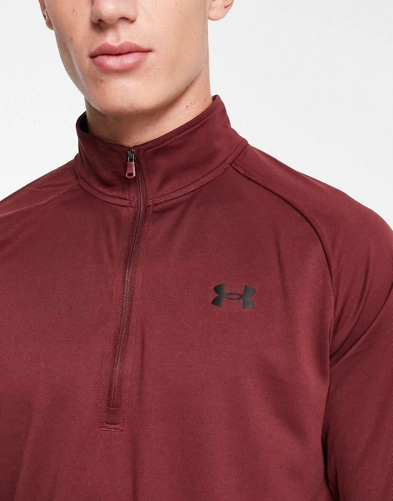 商品Under Armour|Under Armour Training Tech 2.0 1/2 zip top in burgundy,价格¥245,第2张图片详细描述