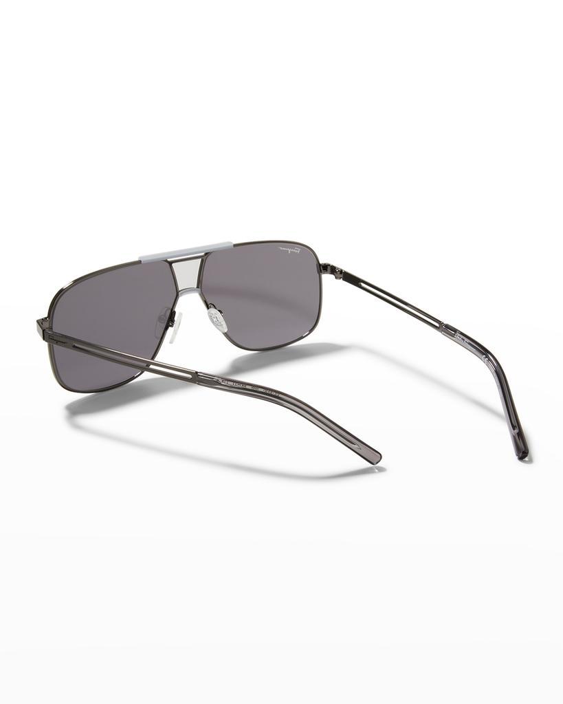 商品Salvatore Ferragamo|Men's Double-Bridge Metal Aviator Sunglasses,价格¥2359,第4张图片详细描述