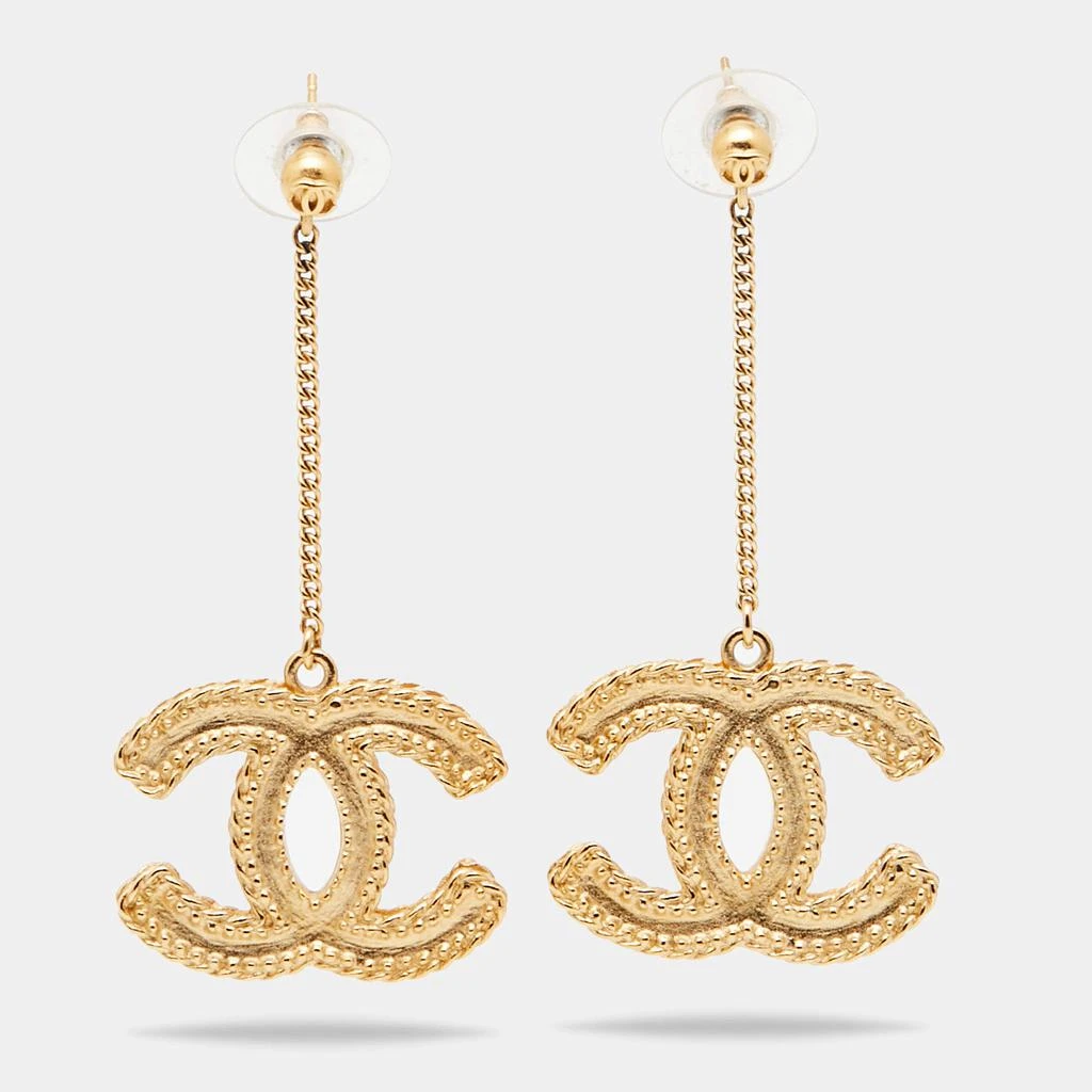 商品[二手商品] Chanel|Chanel CC Gold Tone Earrings,价格¥10559,第1张图片