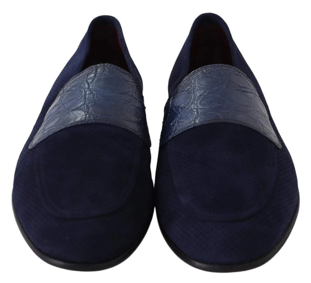 商品Dolce & Gabbana|Dolce & Gabbana Blue Suede Caiman Loafers Slippers Shoes,价格¥3475,第4张图片详细描述