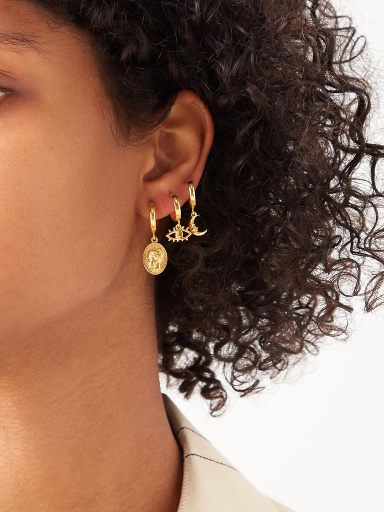 Hygieia coin-charm gold-plated hoop earrings商品第2张图片规格展示