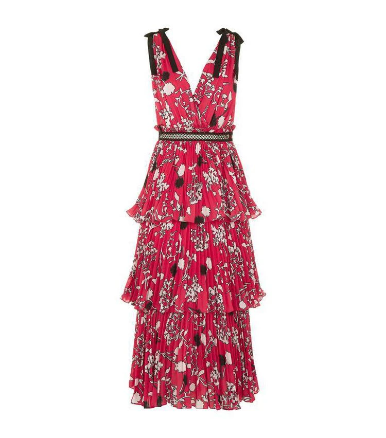 商品Self Portrait|Floral Tie Shoulder Midi Dress,价格¥1423,第1张图片