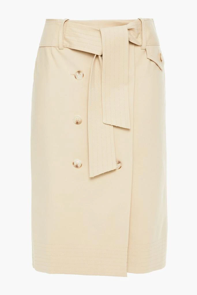 商品ba&sh|Week belted button-detailed stretch-cotton pencil skirt,价格¥623,第1张图片