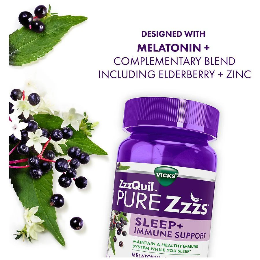 商品PURE Zzzs|Sleep + Immune Support Melatonin Sleep Aid Gummies with Elderberry, Zinc,价格¥142,第2张图片详细描述