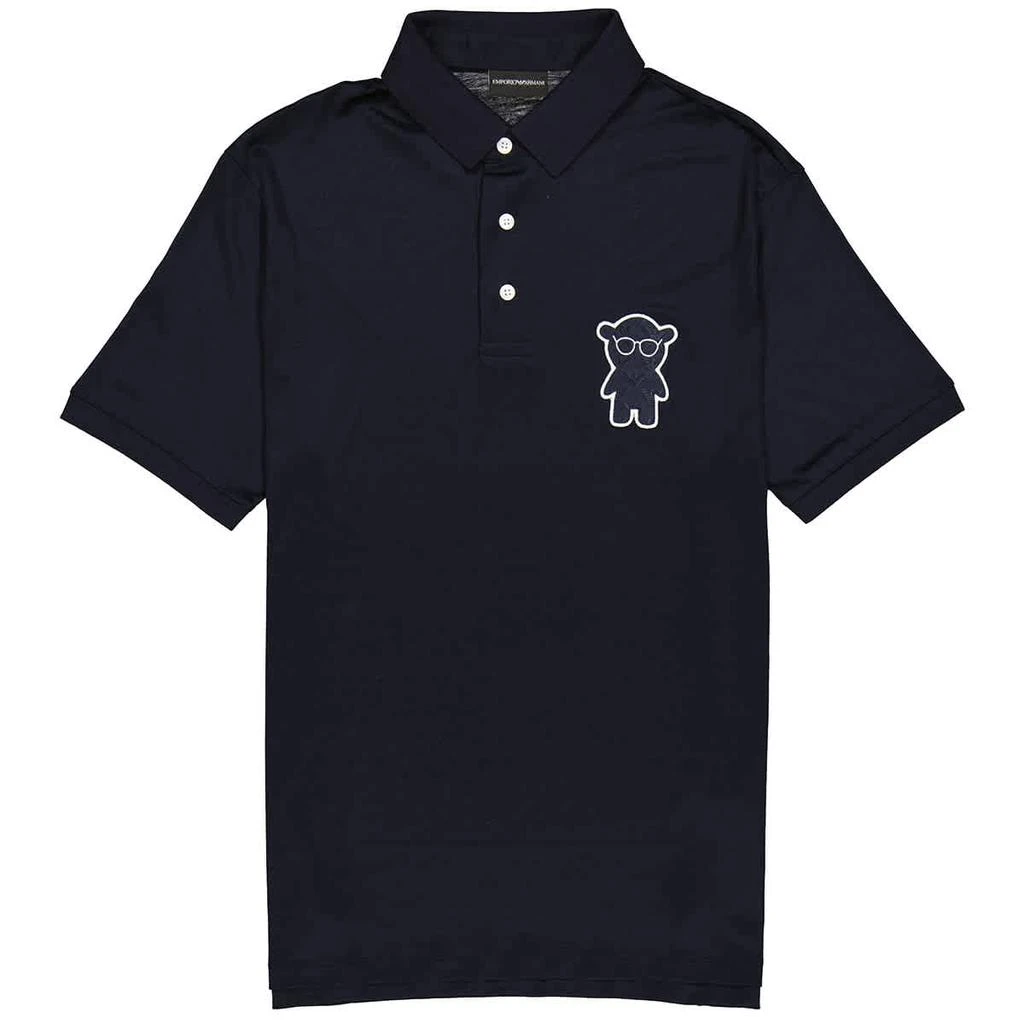 商品Emporio Armani|Emporio Armani Mens Blue Applique-logo Polo Shirt,价格¥545,第1张图片