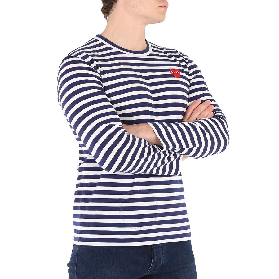 商品Comme des Garcons|Play Navy / White Long Sleeve Heart Logo Stripe Tee,价格¥436,第2张图片详细描述