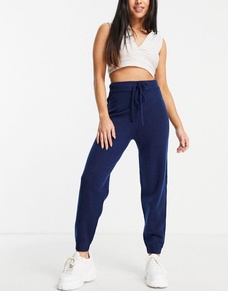 ASOS DESIGN Petite co-ord knitted jogger with tie waist detail in navy商品第4张图片规格展示