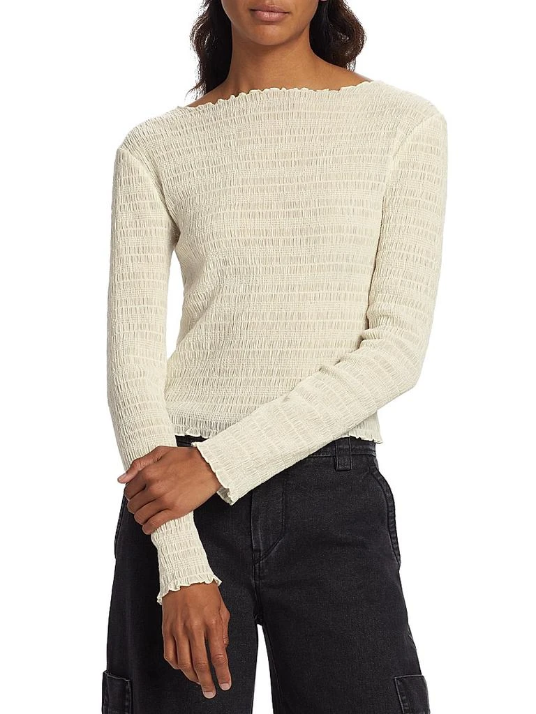 商品Vince|Long-Sleeve Smocked Top,价格¥630,第3张图片详细描述