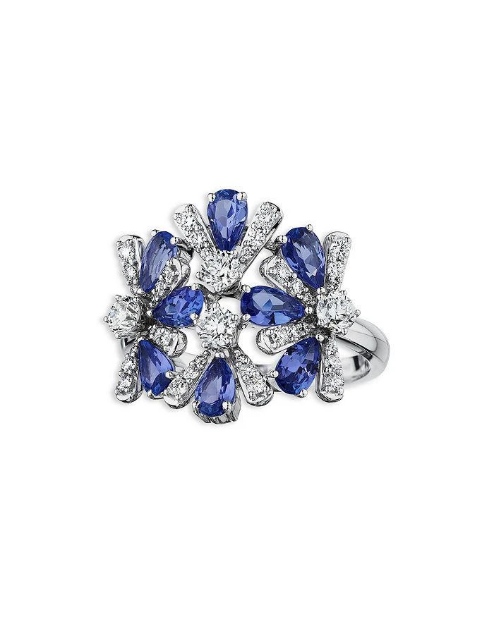 商品HUEB|18K White Gold Botanica Tanzanite & Diamond Floral Cluster Ring,价格¥21527,第1张图片