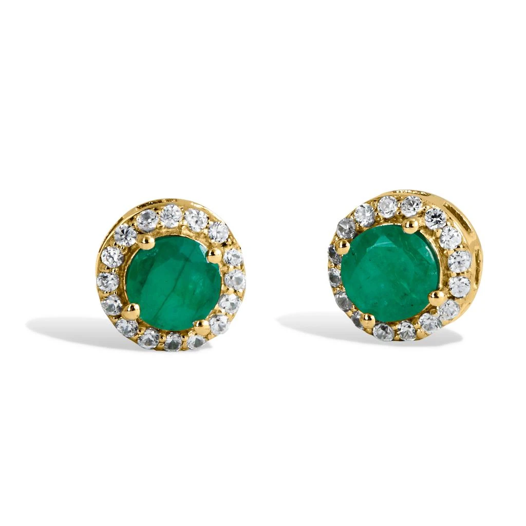 商品Savvy Cie Jewels|18K Gold Vermeil 1.30Gtw Natural Emerald & White Zircon Stud Earrings,价格¥366,第1张图片