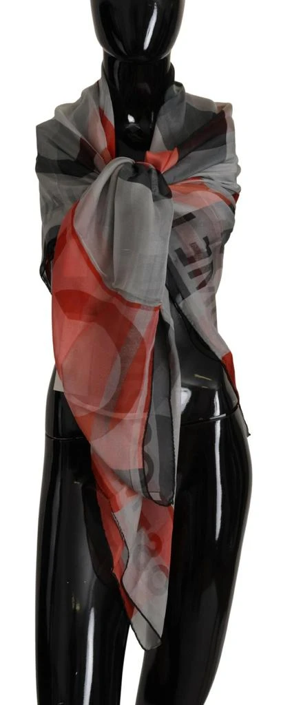 商品Costume National|Costume National Gray Red Shawl Foulard Wrap  Scarf,价格¥714,第1张图片