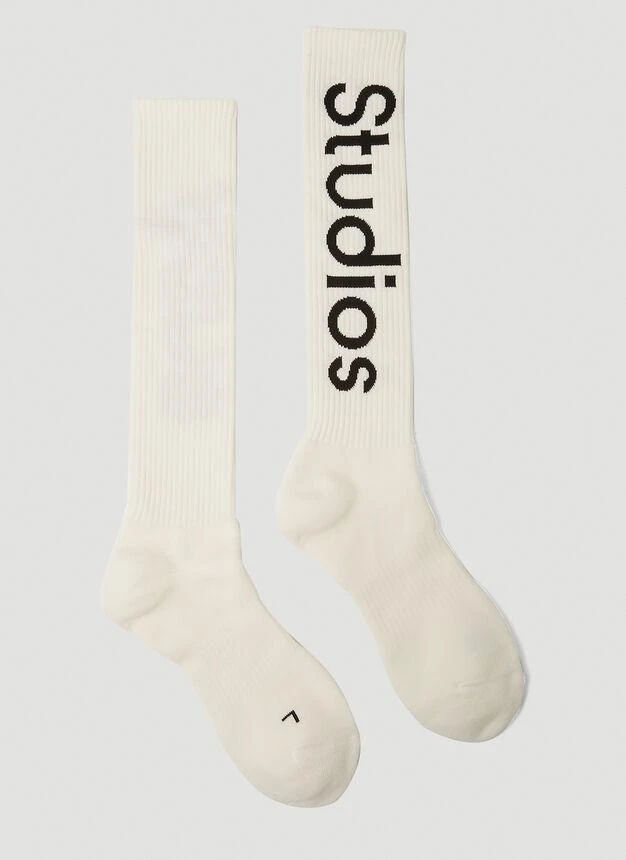 商品Acne Studios|Logo Socks in White,价格¥289,第2张图片详细描述