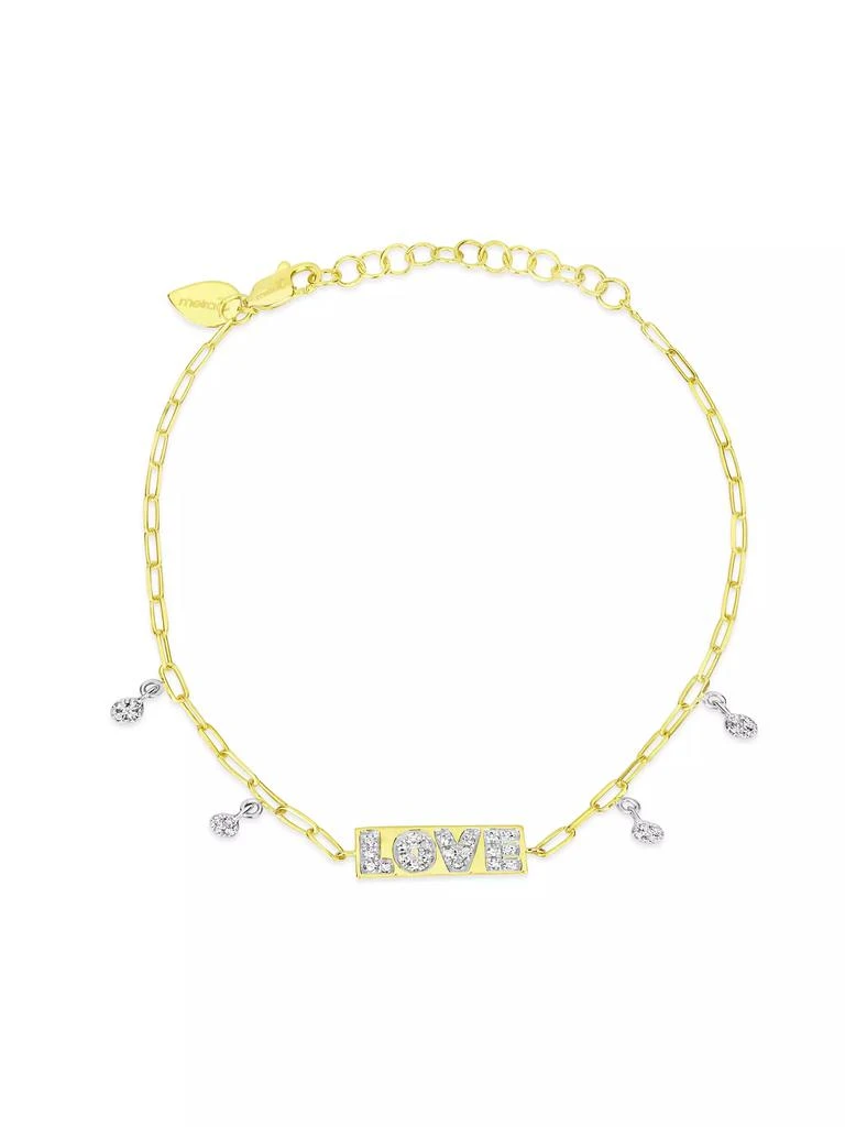 商品Meira T|Love Plate 14K Yellow Gold & 0.15 TCW Diamond Chain Bracelet,价格¥5595,第1张图片