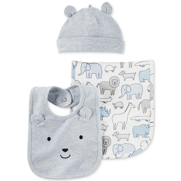 商品Carter's|3-Pc. Hat, Bib, & Burp Cloth Set, Baby Boys,价格¥75,第1张图片