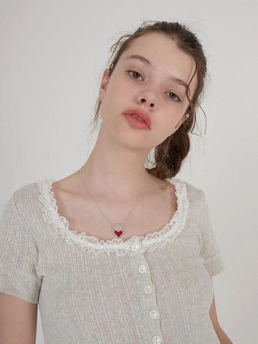 商品SOFT SEOUL|Ruby Heart Necklace Red / Silver,价格¥831,第3张图片详细描述