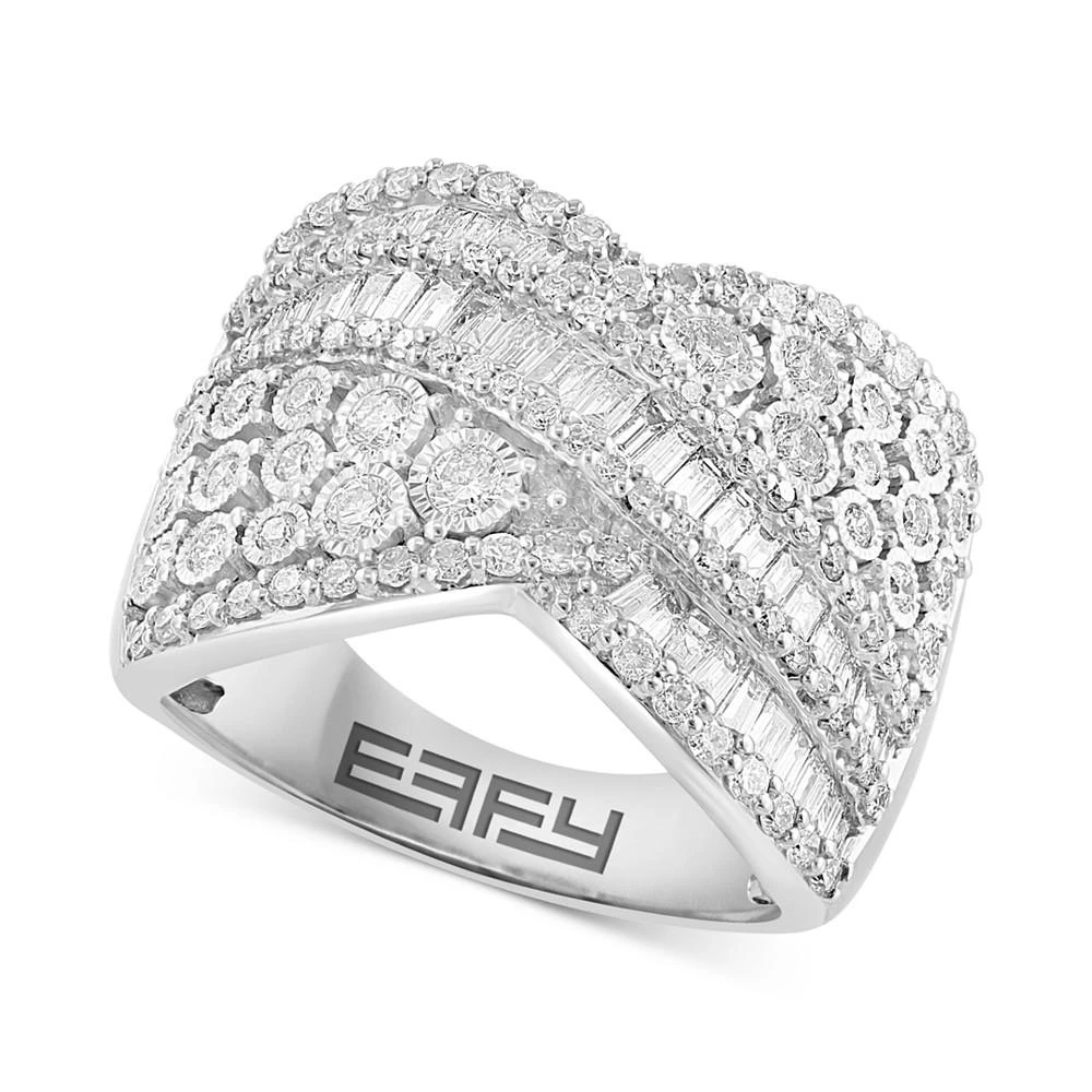 商品Effy|EFFY® Diamond Baguette & Round Multirow Crossover Ring (1-7/8 ct. t.w.) in 14k White Gold,价格¥37369,第1张图片