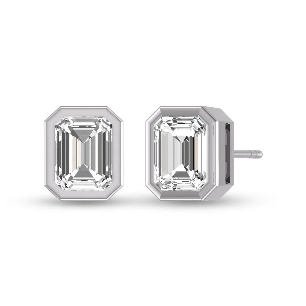 商品Lab Grown Diamonds|Lab Grown 1/4 CTW Emerald Bezel Set Diamond Solitaire Earrings in 14K White Gold,价格¥4250,第3张图片详细描述