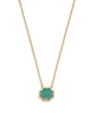 商品Sterling Forever|14K Goldplated & Malachite Pendant Necklace,价格¥261,第1张图片