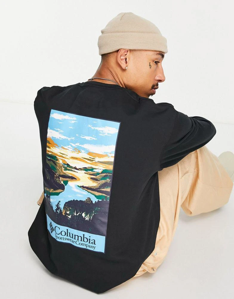 商品Columbia|Columbia CSC Alpine Way relaxed fit long sleeve back print t-shirt in black,价格¥283,第3张图片详细描述