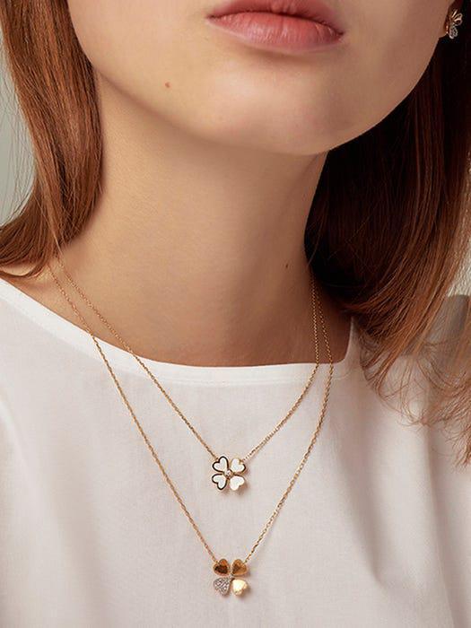 商品hyeres-lor|Bonne Chance Silver Enamel Necklace - White,价格¥945,第5张图片详细描述