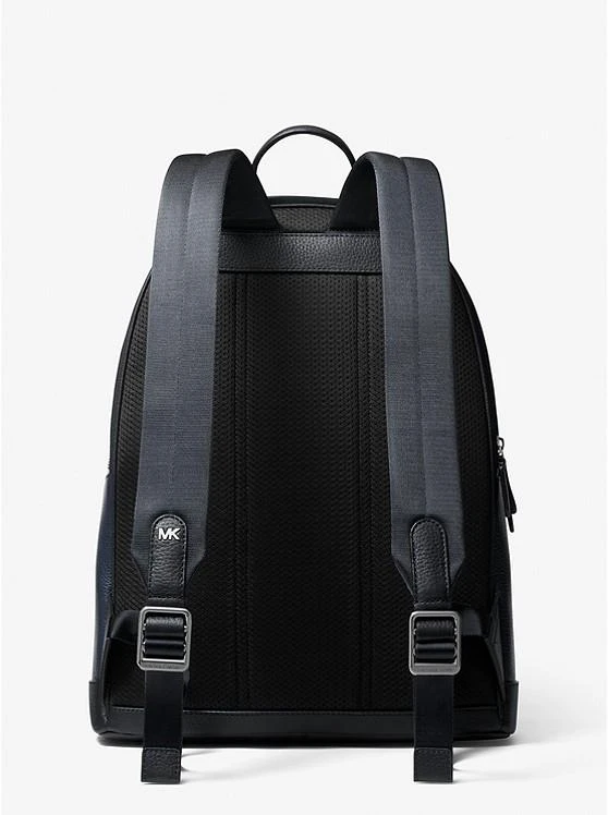Michael Kors Mens Hudson Pebbled Leather and Logo Stripe Backpack 3