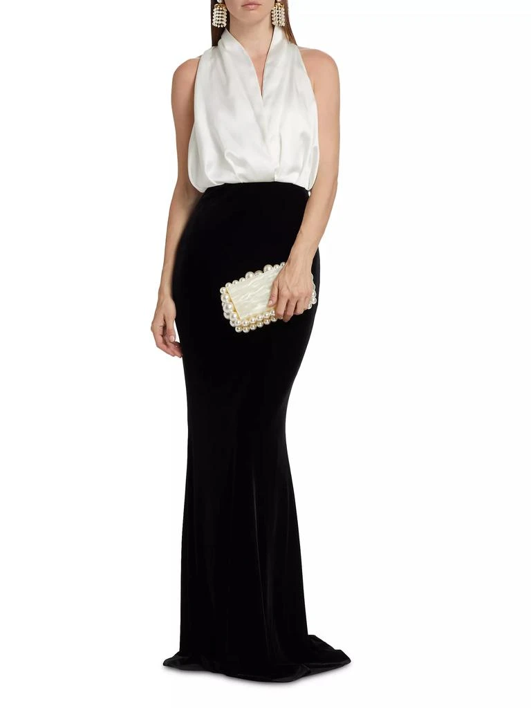 商品Badgley Mischka|Satin & Velvet Gown,价格¥6598,第2张图片详细描述