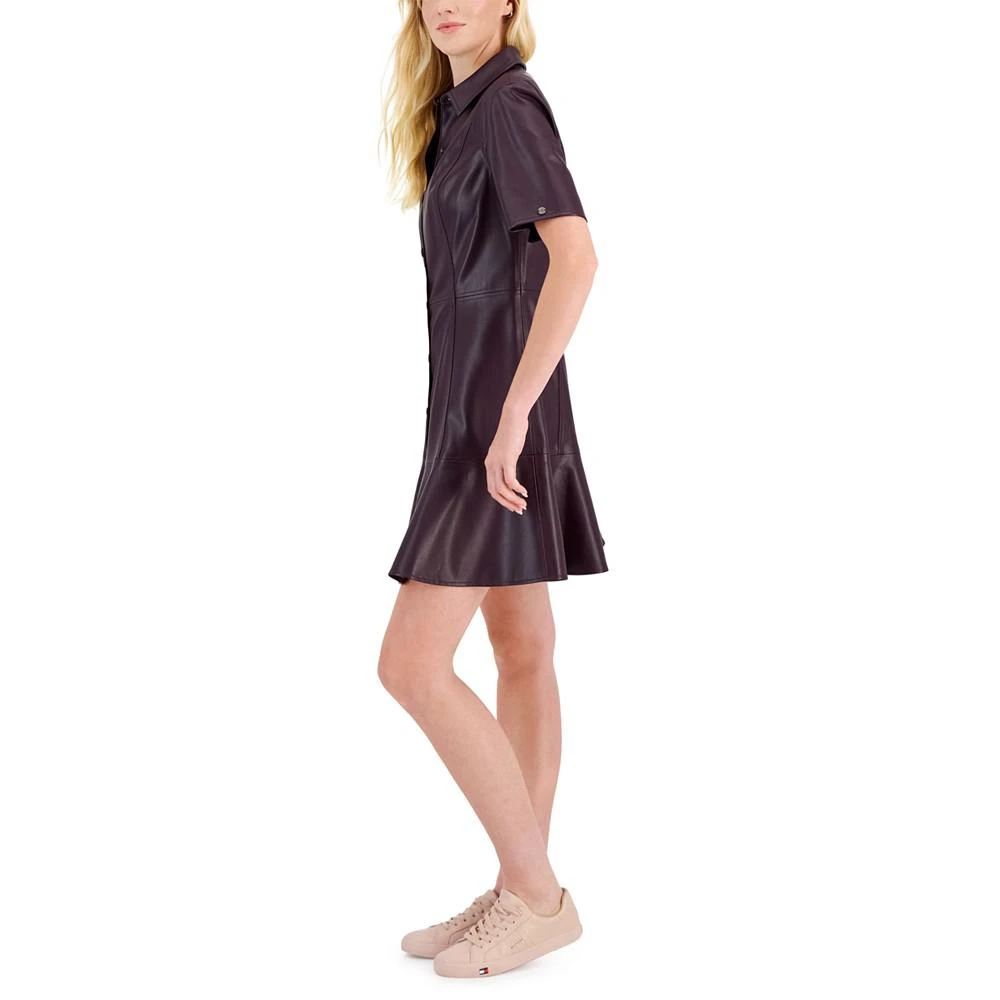 商品Tommy Hilfiger|Women's Faux-Leather Button-Front Dress,价格¥661,第3张图片详细描述