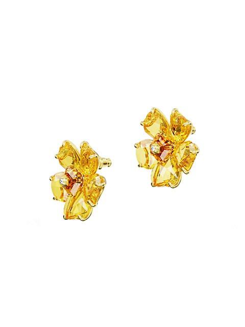 Florere Goldtone & Crystal Flower Stud Earrings商品第4张图片规格展示