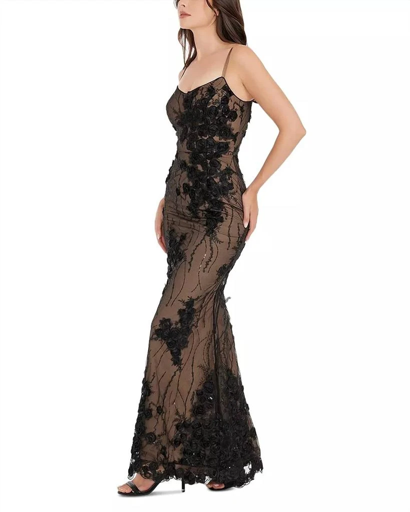 商品Dress The Population|Dress The Population - Giovanna Floral Mesh Appliqué Gown,价格¥1578,第3张图片详细描述