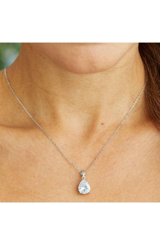 商品Savvy Cie Jewels|Sterling Silver Pear Cubic Zirconia Pendant Necklace,价格¥265,第2张图片详细描述