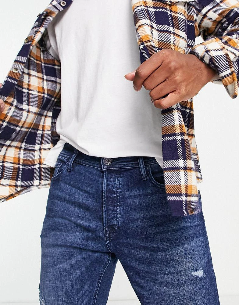 商品Jack & Jones|Jack & Jones Intelligence Mike straight fit jeans in super stretch midwash blue,价格¥298,第2张图片详细描述
