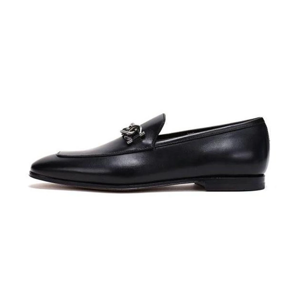 商品Salvatore Ferragamo|SALVATORE FERRAGAMO 男士黑色牛皮乐福鞋皮鞋 0696061,价格¥2195,第1张图片