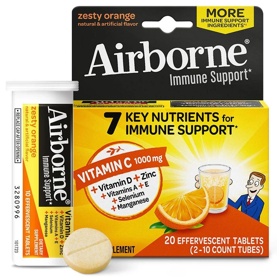 商品Airborne|Effervescent Tablets, Vitamin C - Immune Support Supplement Zesty Orange,价格¥167,第3张图片详细描述