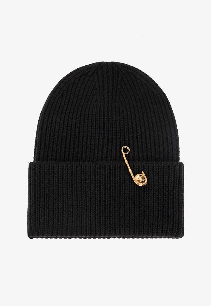 商品Versace|Safety Pin Ribbed Beanie,价格¥2163,第1张图片