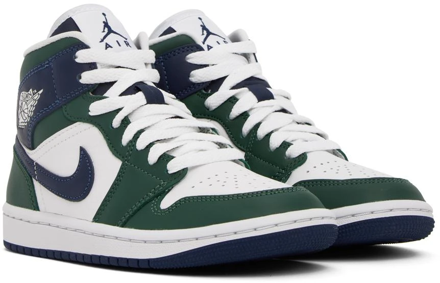 商品Jordan|White & Green Air Jordan 1 Mid Sneakers,价格¥997,第4张图片详细描述