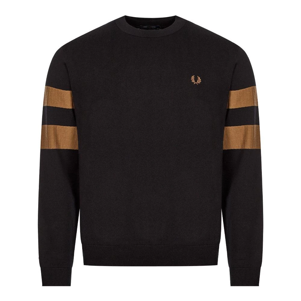 商品Fred Perry|Fred Perry Tipped Sleeve Crew Neck Jumper - Black,价格¥599,第1张图片