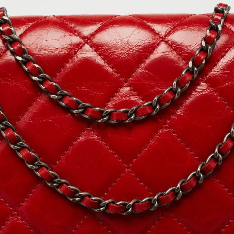 商品[二手商品] Chanel|Chanel Red Leather Chain Around Flap Shoulder Bag,价格¥13217,第5张图片详细描述