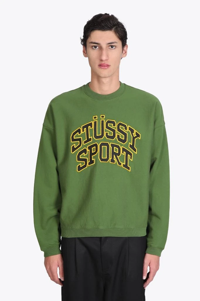 商品STUSSY|Stussy Relaxed Oversized Crew Green Cotton Crewneck Sweatshirt With Front Embroidery,价格¥986,第1张图片