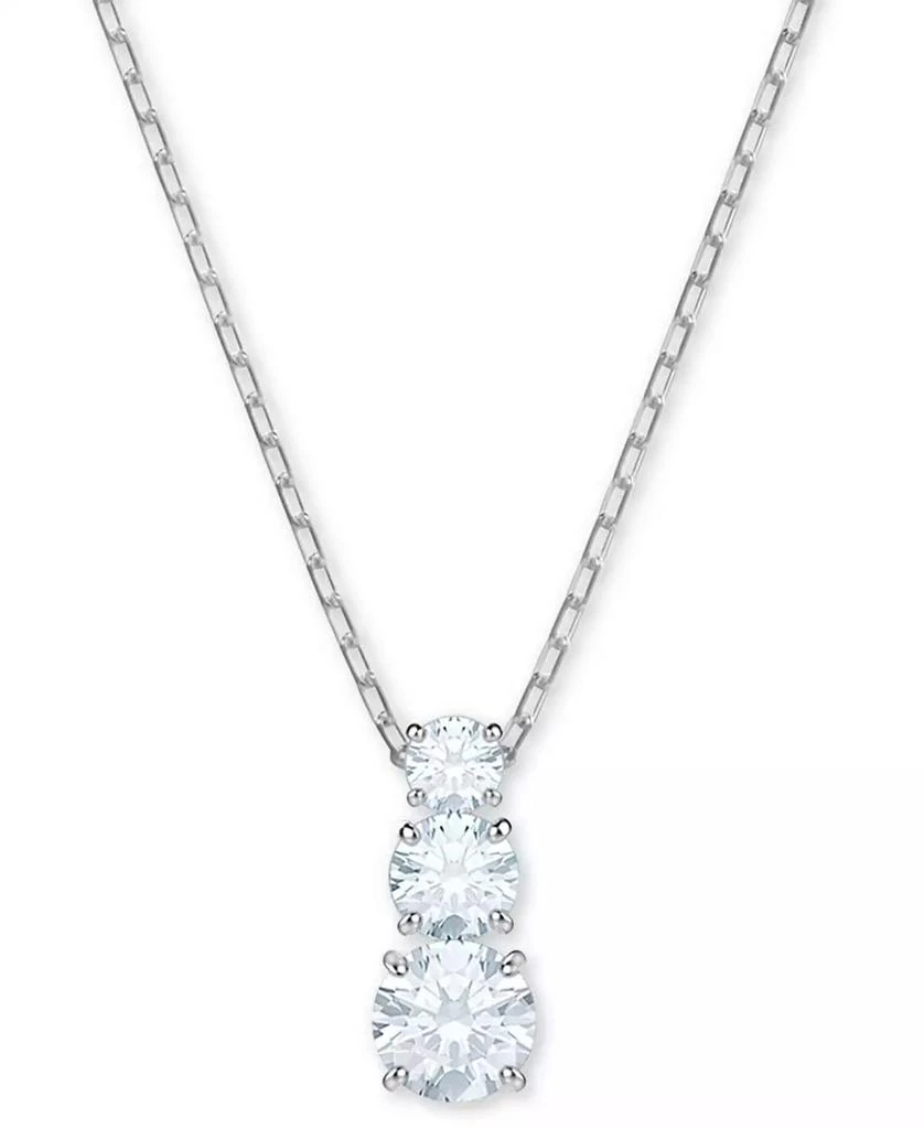商品Swarovski|Silver-Tone Triple-Crystal Pendant Necklace, 14-4/5" + 2" extender 项链,价格¥874,第1张图片