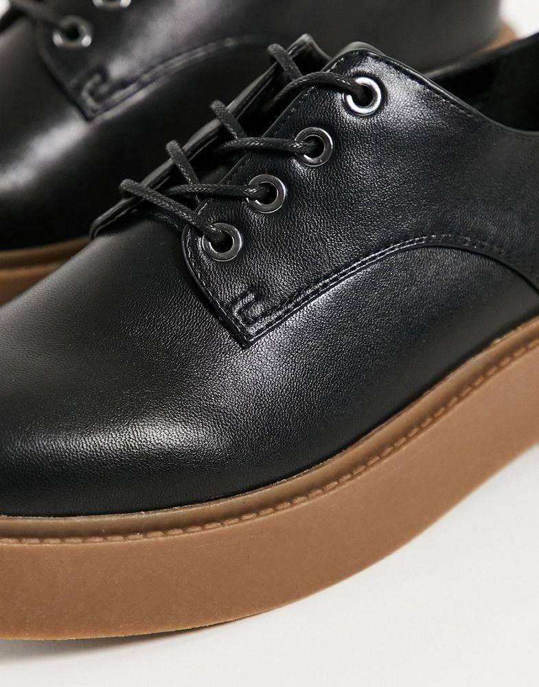 商品ASOS|ASOS DESIGN Martial chunky lace up flat shoes in black,价格¥177,第3张图片详细描述